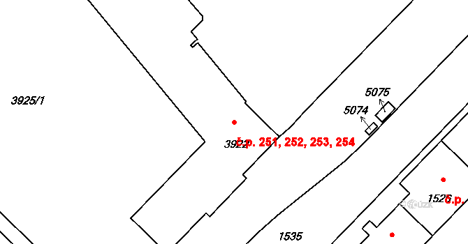 Město 251,252,253,254, Havířov na parcele st. 3922 v KÚ Havířov-město, Katastrální mapa