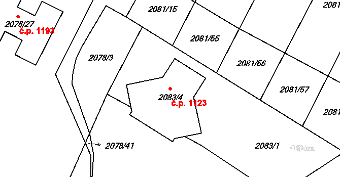 Holice 1123 na parcele st. 2083/4 v KÚ Holice v Čechách, Katastrální mapa