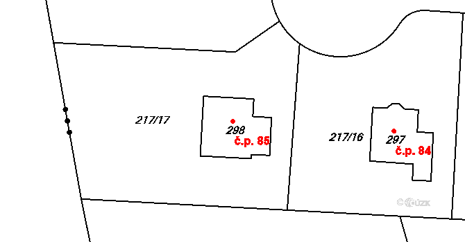 Trnová 85 na parcele st. 298 v KÚ Trnová u Jíloviště, Katastrální mapa