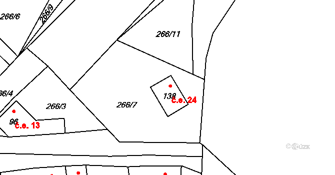 Kluček 24, Liběšice na parcele st. 138 v KÚ Kluček, Katastrální mapa