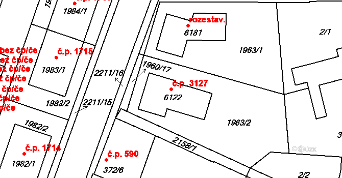 Šumperk 3127 na parcele st. 6122 v KÚ Šumperk, Katastrální mapa