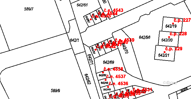 Svádov 4542, Ústí nad Labem na parcele st. 642/54 v KÚ Svádov, Katastrální mapa