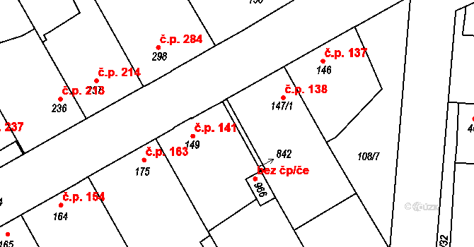 Pardubice 40430260 na parcele st. 147/2 v KÚ Rosice nad Labem, Katastrální mapa