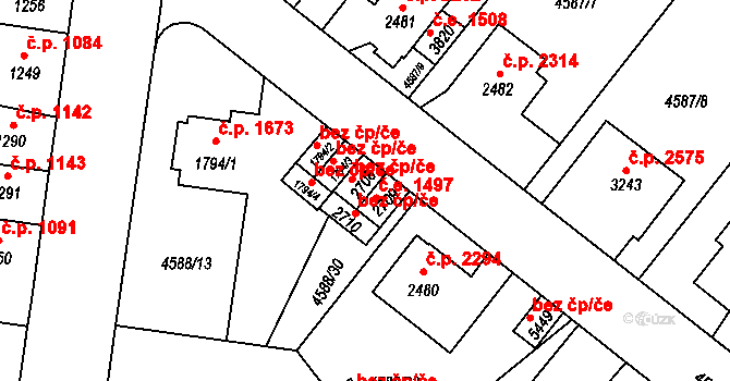 Žatec 40615260 na parcele st. 2708 v KÚ Žatec, Katastrální mapa