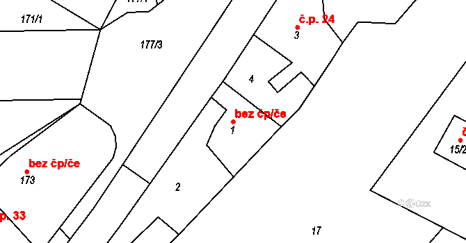 Fryšták 42652260 na parcele st. 1 v KÚ Vítová, Katastrální mapa