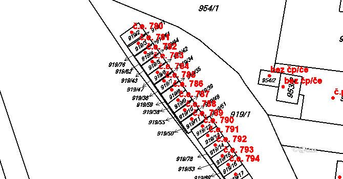 Pudlov 786, Bohumín na parcele st. 919/8 v KÚ Pudlov, Katastrální mapa