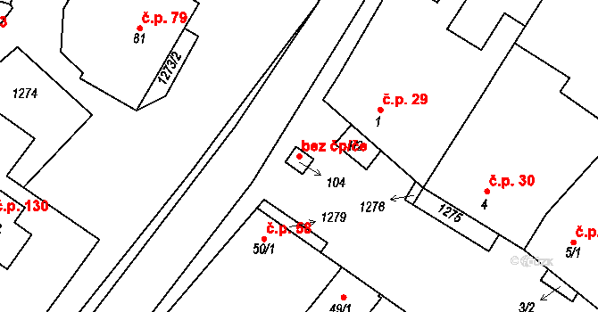 Dražůvky 44550260 na parcele st. 104 v KÚ Dražůvky, Katastrální mapa