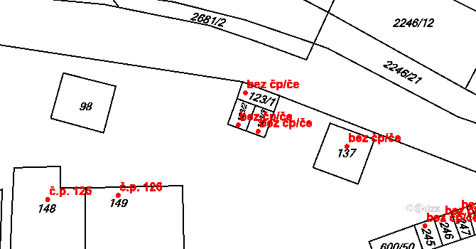 Skalice 44631260 na parcele st. 123/2 v KÚ Skalice u Znojma, Katastrální mapa