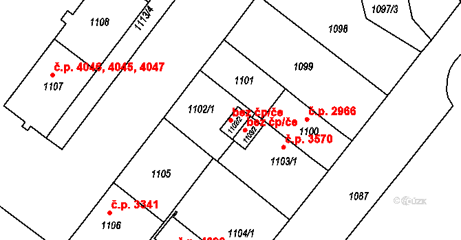 Chomutov 45047260 na parcele st. 1102/2 v KÚ Chomutov II, Katastrální mapa