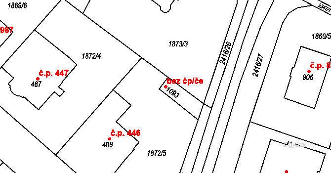 Tišnov 46054260 na parcele st. 1093 v KÚ Tišnov, Katastrální mapa
