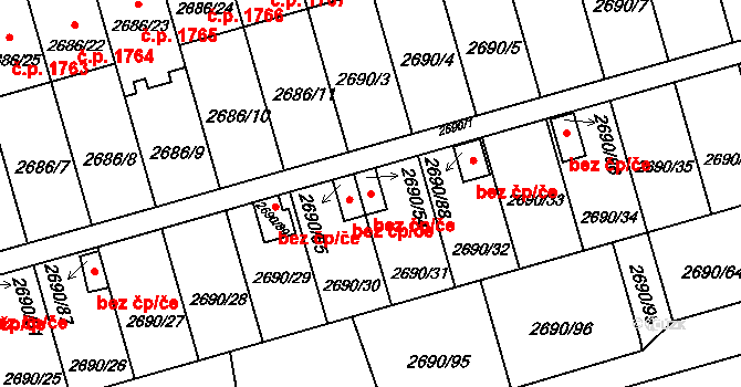 Benešov 48849260 na parcele st. 2690/54 v KÚ Benešov u Prahy, Katastrální mapa