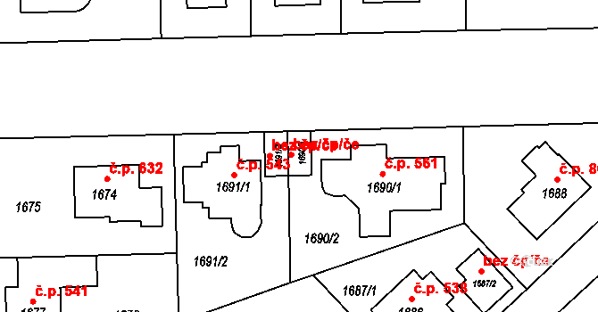 Praha 50260260 na parcele st. 1690/3 v KÚ Suchdol, Katastrální mapa