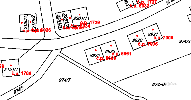 Zlín 5660 na parcele st. 8922 v KÚ Zlín, Katastrální mapa