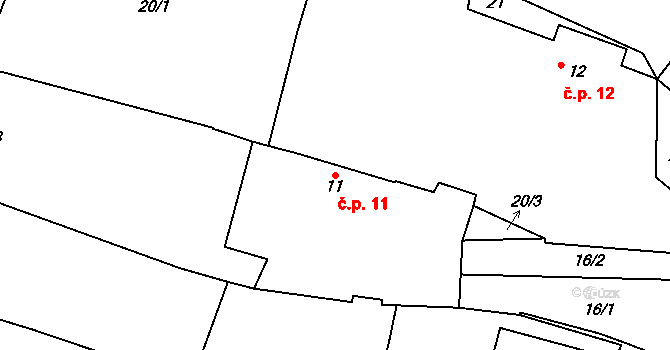 Svatkovice 11, Bernartice na parcele st. 11 v KÚ Svatkovice, Katastrální mapa