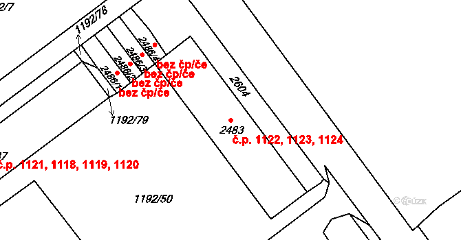 Beroun-Město 1122,1123,1124, Beroun na parcele st. 2483 v KÚ Beroun, Katastrální mapa