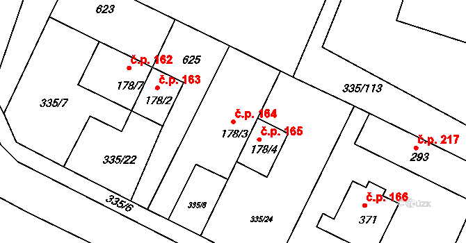 Tachlovice 164 na parcele st. 178/3 v KÚ Tachlovice, Katastrální mapa