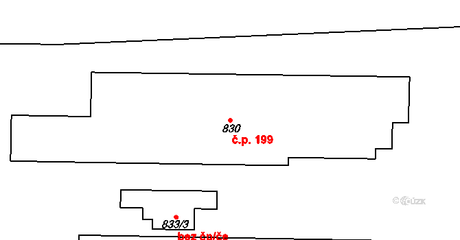 Velké Předměstí 199, Horšovský Týn na parcele st. 830 v KÚ Horšovský Týn, Katastrální mapa