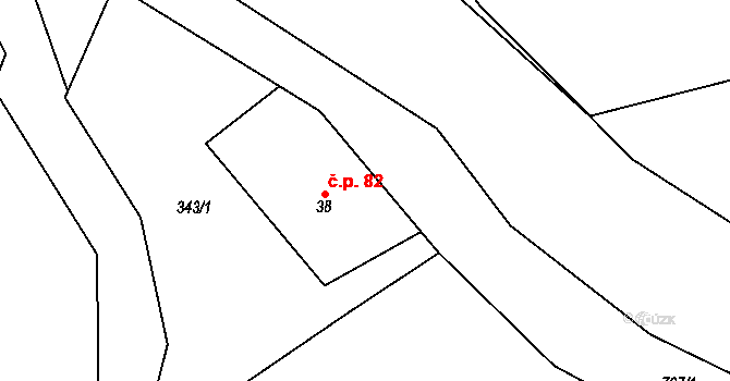 Teplice nad Metují 82 na parcele st. 38 v KÚ Teplice nad Metují, Katastrální mapa