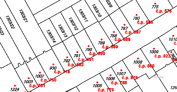 Náchod 590 na parcele st. 790 v KÚ Náchod, Katastrální mapa