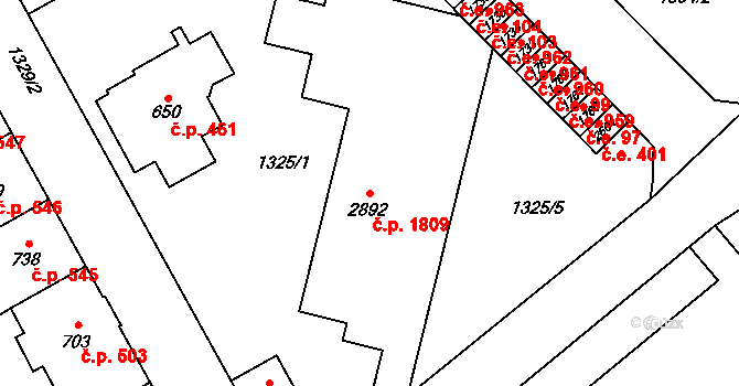 Náchod 1809 na parcele st. 2892 v KÚ Náchod, Katastrální mapa