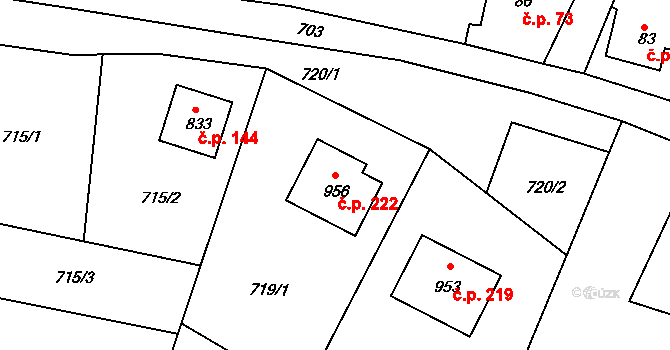Podhrad 222, Cheb na parcele st. 956 v KÚ Podhrad, Katastrální mapa
