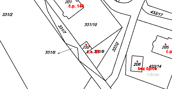 Jeníkov 21 na parcele st. 232 v KÚ Jeníkov u Duchcova, Katastrální mapa