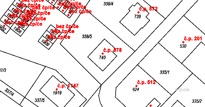 Světlá nad Sázavou 578 na parcele st. 740 v KÚ Světlá nad Sázavou, Katastrální mapa