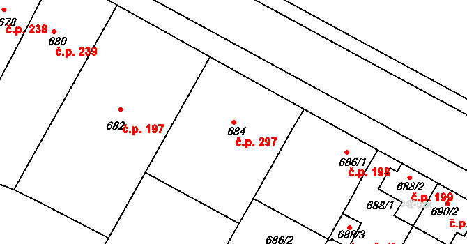 Sedlec 297 na parcele st. 684 v KÚ Sedlec u Mikulova, Katastrální mapa