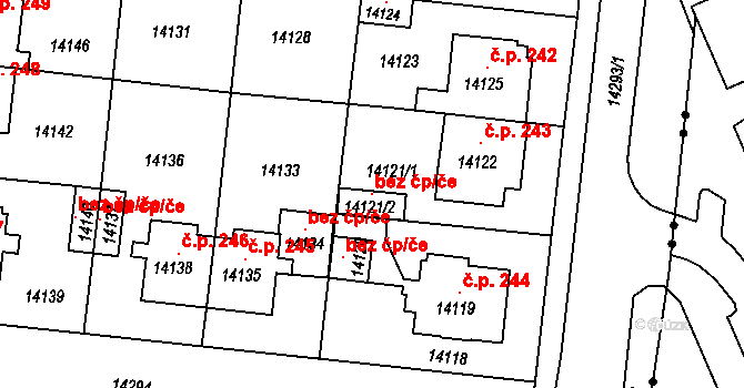 Plzeň 103931261 na parcele st. 14121/1 v KÚ Plzeň, Katastrální mapa