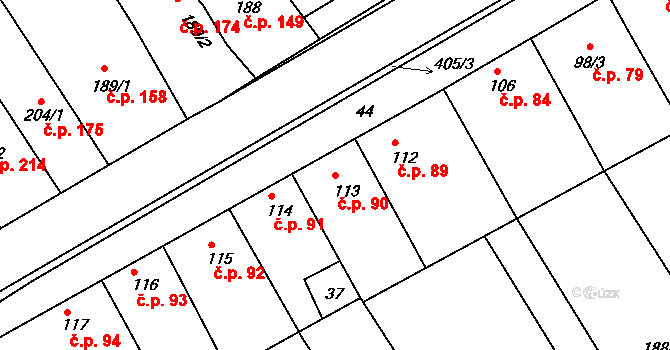 Vrbátky 90 na parcele st. 113 v KÚ Vrbátky, Katastrální mapa