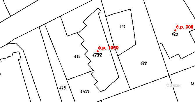 Dobruška 1060 na parcele st. 420/2 v KÚ Dobruška, Katastrální mapa