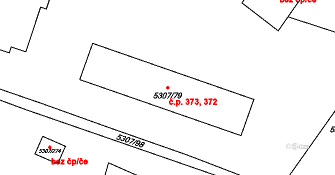 Přerov I-Město 372,373, Přerov na parcele st. 5307/79 v KÚ Přerov, Katastrální mapa
