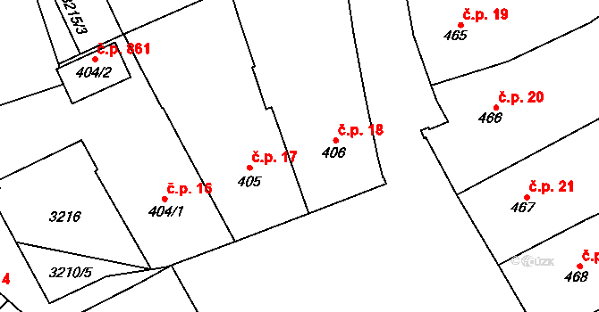 Tovačov I-Město 18, Tovačov na parcele st. 406 v KÚ Tovačov, Katastrální mapa