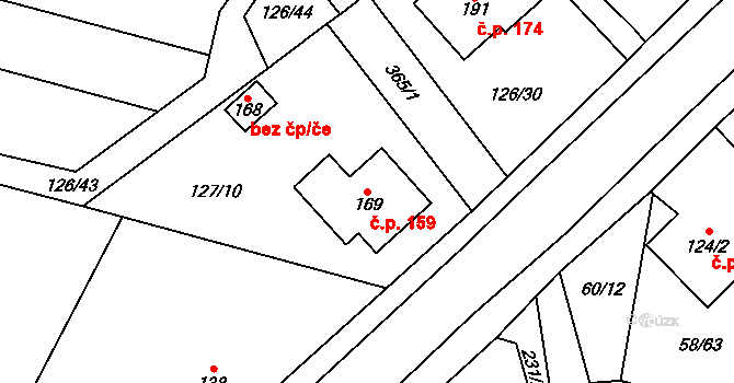 Krchleby 159 na parcele st. 169 v KÚ Krchleby u Čáslavi, Katastrální mapa