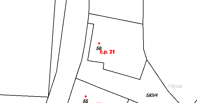 Bělokozly 21, Sázava na parcele st. 56 v KÚ Bělokozly, Katastrální mapa