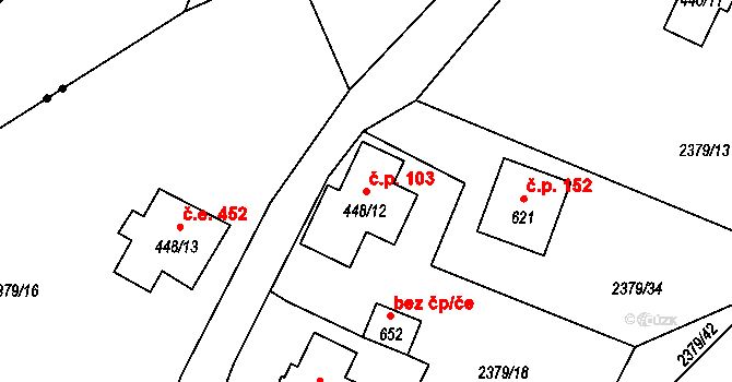 Antonínov 103, Josefův Důl na parcele st. 448/12 v KÚ Antonínov, Katastrální mapa