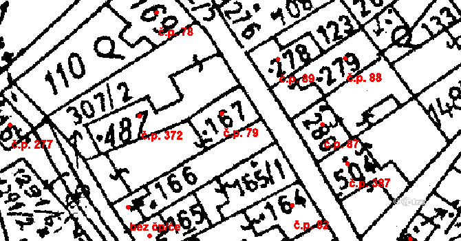 Jablonné v Podještědí 79 na parcele st. 167 v KÚ Jablonné v Podještědí, Katastrální mapa