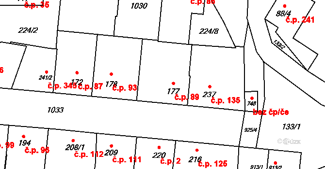 Humny 89, Pchery na parcele st. 177 v KÚ Pchery, Katastrální mapa
