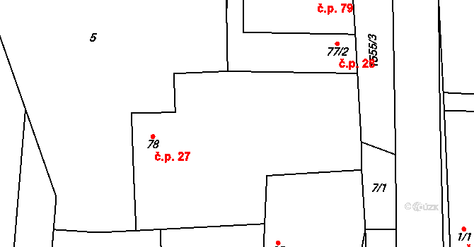 Ledce 27 na parcele st. 78 v KÚ Ledce u Kladna, Katastrální mapa