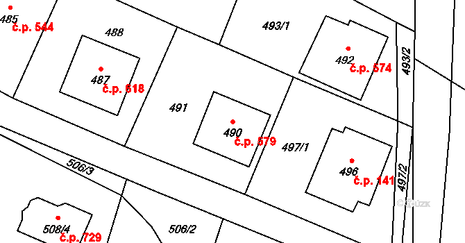 Palkovice 579 na parcele st. 490 v KÚ Palkovice, Katastrální mapa