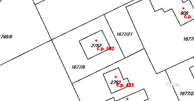 Ostravice 502 na parcele st. 2782 v KÚ Ostravice 1, Katastrální mapa