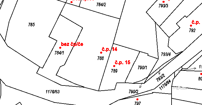 Krasetín 14, Holubov na parcele st. 788 v KÚ Holubov, Katastrální mapa