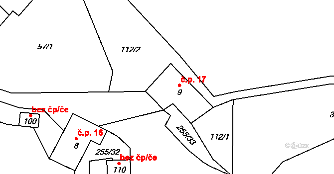 Rohanov 17, Vacov na parcele st. 9 v KÚ Rohanov, Katastrální mapa