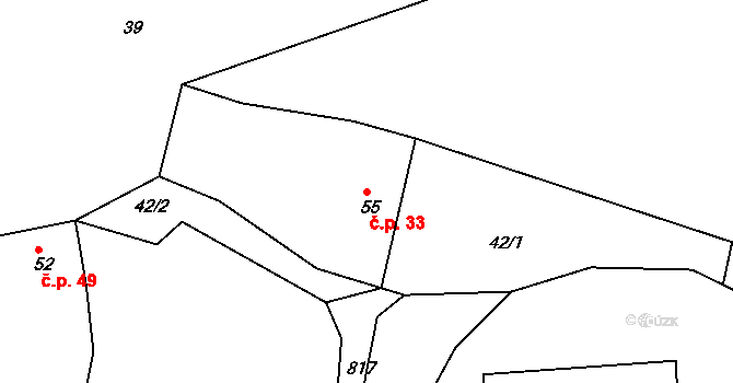 Sudslava 33 na parcele st. 55 v KÚ Sudslava, Katastrální mapa