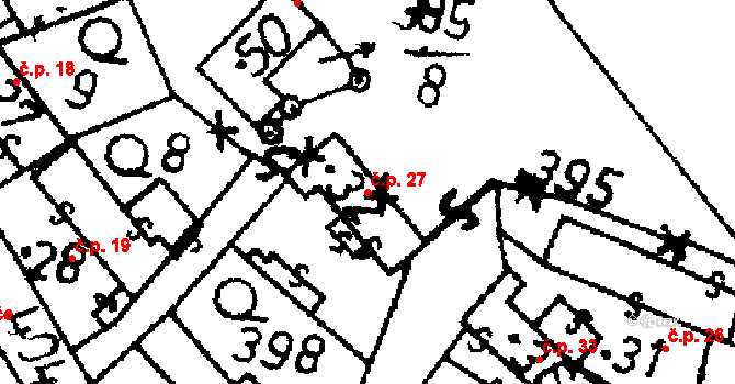 Pacelice 27, Škvořetice na parcele st. 32 v KÚ Pacelice, Katastrální mapa
