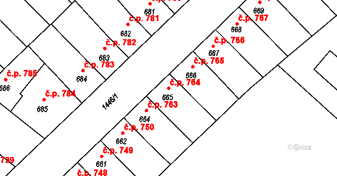 Předměstí 764, Svitavy na parcele st. 665 v KÚ Svitavy-předměstí, Katastrální mapa