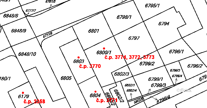 Židenice 3772,3773,3774, Brno na parcele st. 6794 v KÚ Židenice, Katastrální mapa