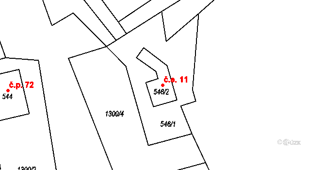 Heřmanovice 11 na parcele st. 546/2 v KÚ Heřmanovice, Katastrální mapa
