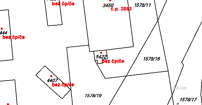 Cheb 20659261 na parcele st. 5422 v KÚ Cheb, Katastrální mapa