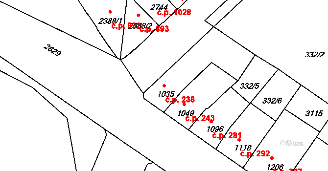 Kolín V 238, Kolín na parcele st. 1035 v KÚ Kolín, Katastrální mapa